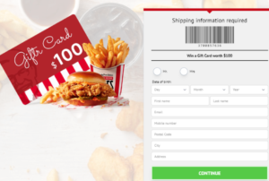 freebie 3 KFC Gift Card