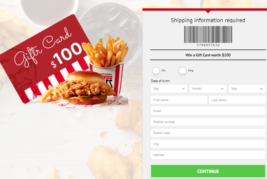 Claim a $100 KFC Gift Card Now!